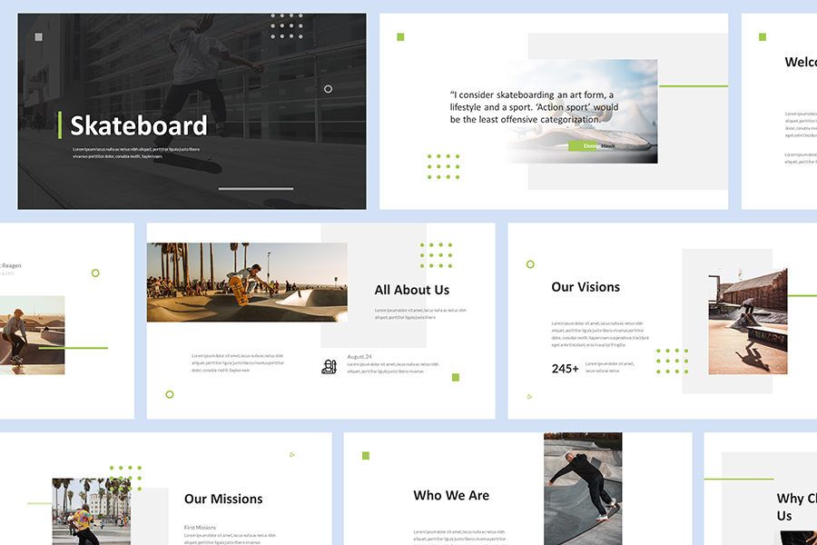 Skateboard Google Slides Presentation Template, Presentation Templates